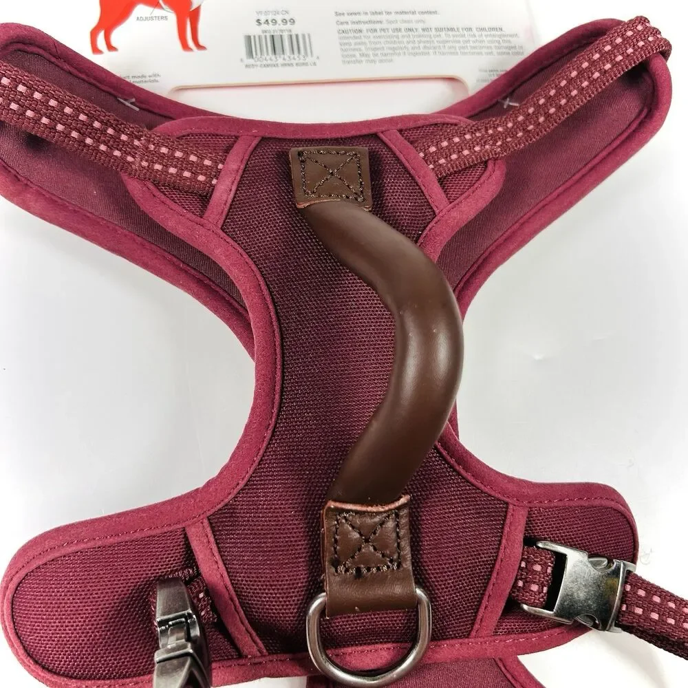NWT Reddy Dog Harness, Size Large, Burgundy/Brown, Leather Traffic Handle